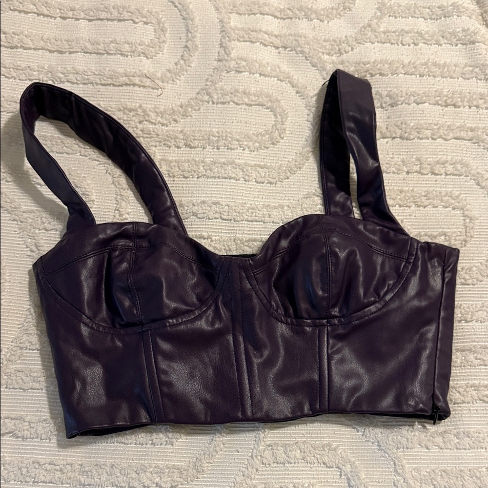 zara leather bustier crop top